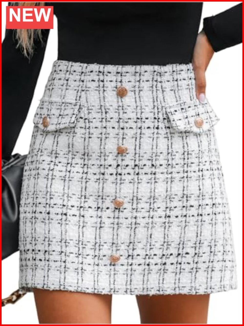 Mini Skirt Button Front High Waist Plaid A-Line Pencil